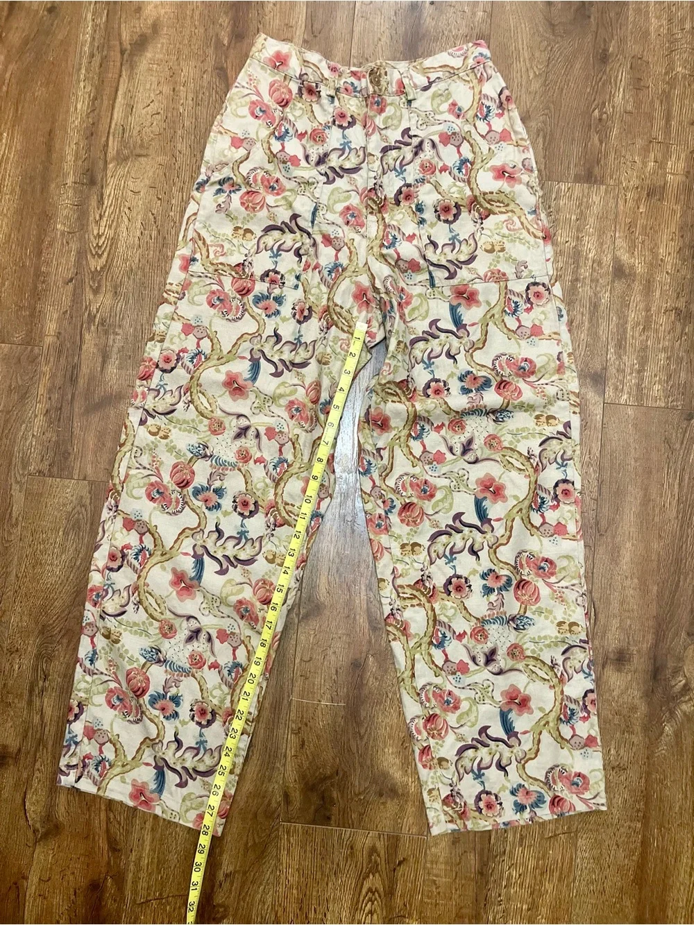 Banana Republic Cream Floral Wide Leg Pants